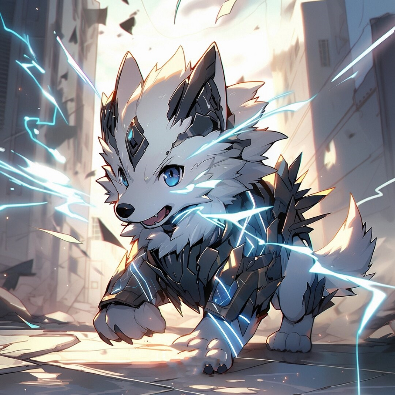 【右滑进化】闪电狼  【色彩】:闪电狼的体色独特,宛如月光凝成的银白