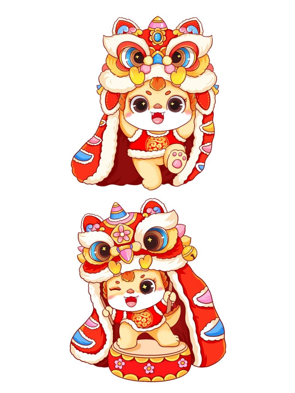 给大家带来的是一组超可爱的卡通舞龙舞狮素材!