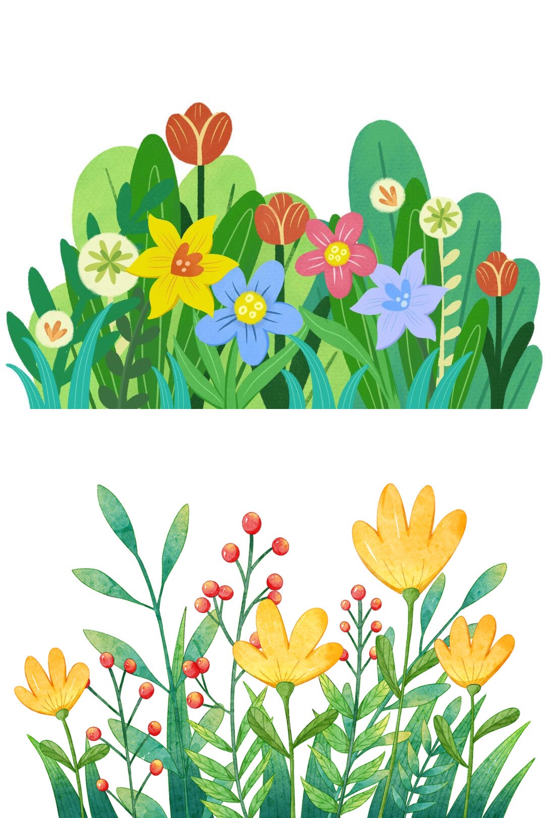 春天花草植物卡通素材分享