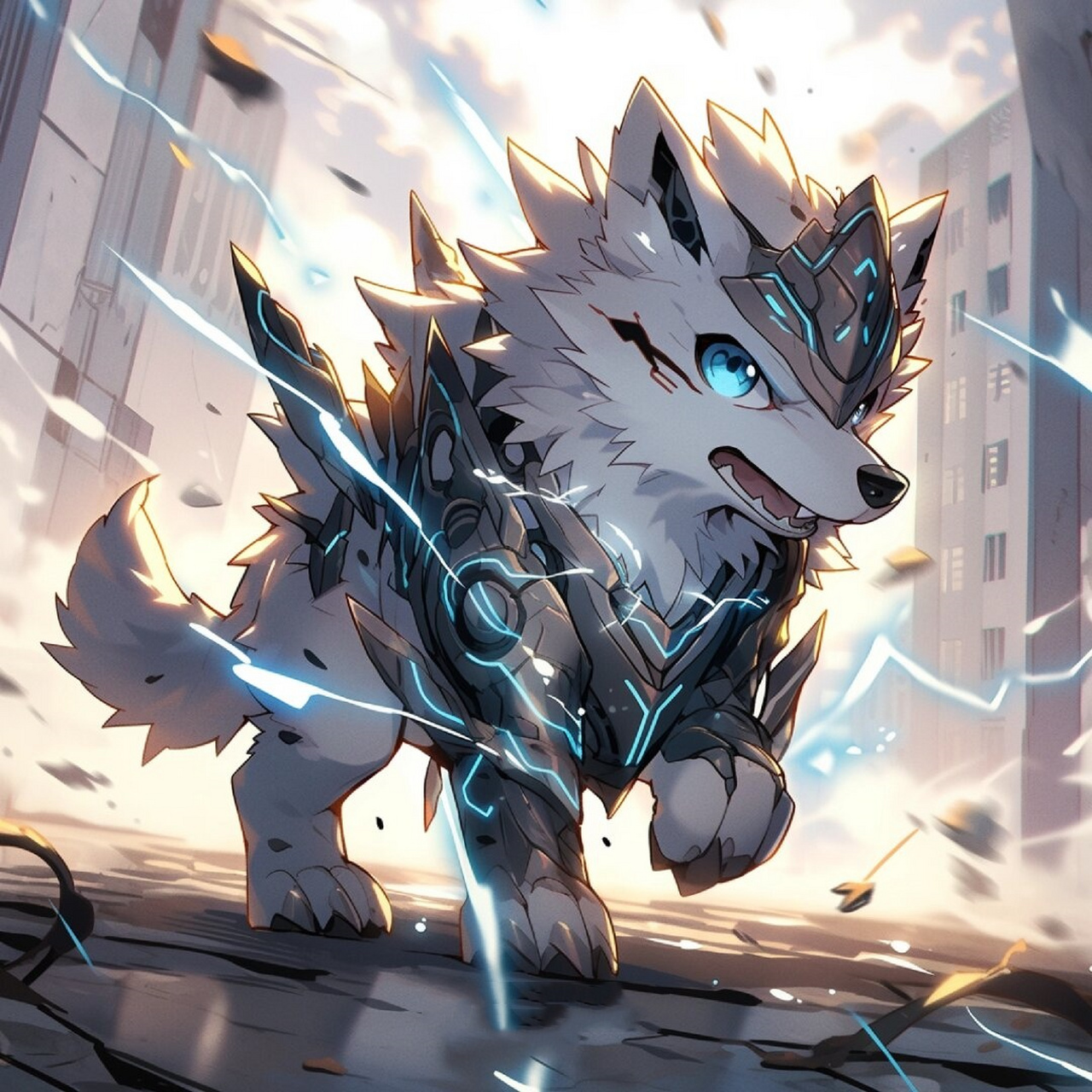 【右滑进化】闪电狼  【色彩】:闪电狼的体色独特,宛如月光凝成的银白