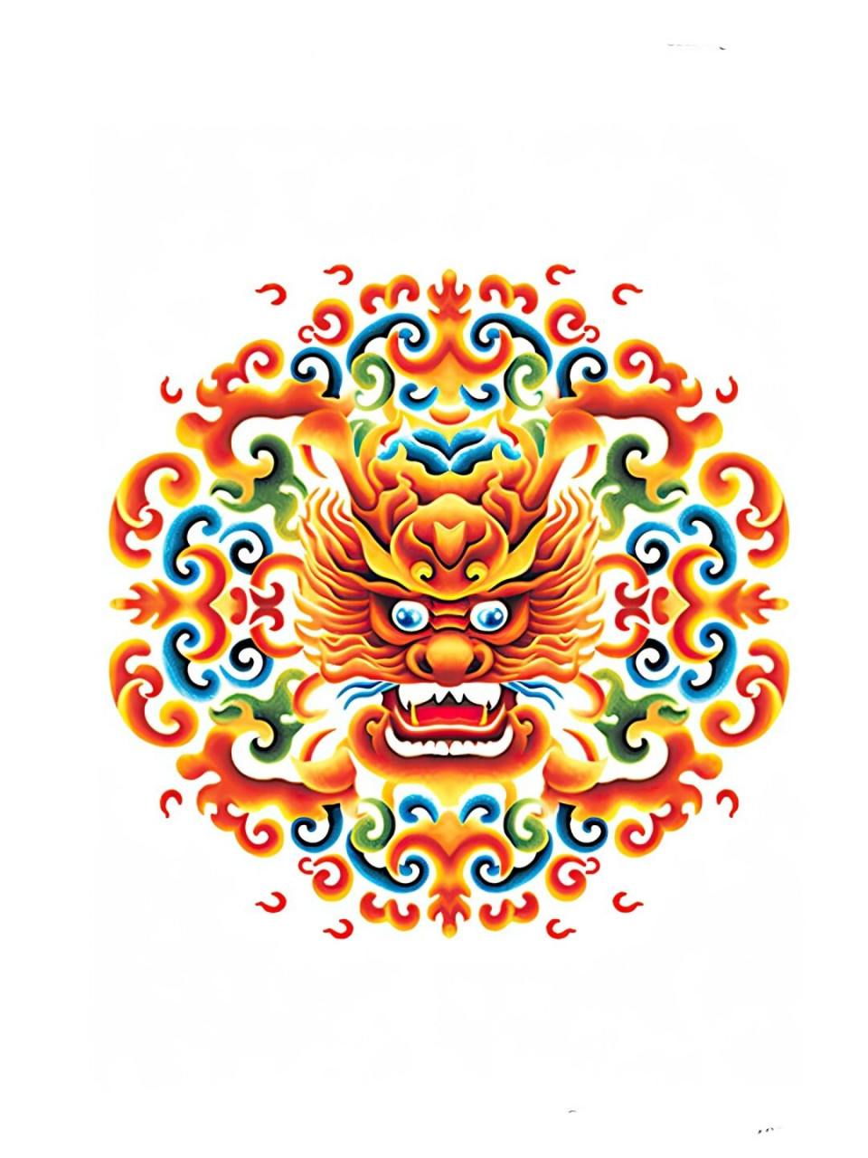 中式传统纹样-龙凤呈祥  通过巧妙地结合团龙纹与云纹等经典元素,我们