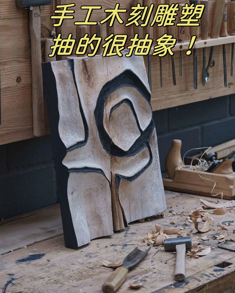 手工木刻雕塑,抽的很抽象!