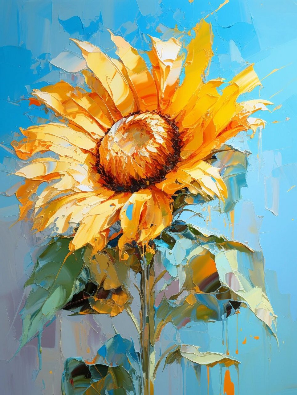 油画|向日葵 向阳而生  在了解向日葵花语的背后故事之前,我曾疑惑