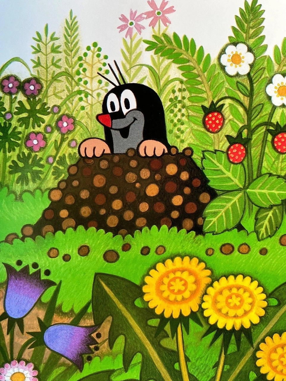 捷克动画《鼹鼠的故事》插画欣赏,描绘了鼹鼠和其他动物的故事,色彩