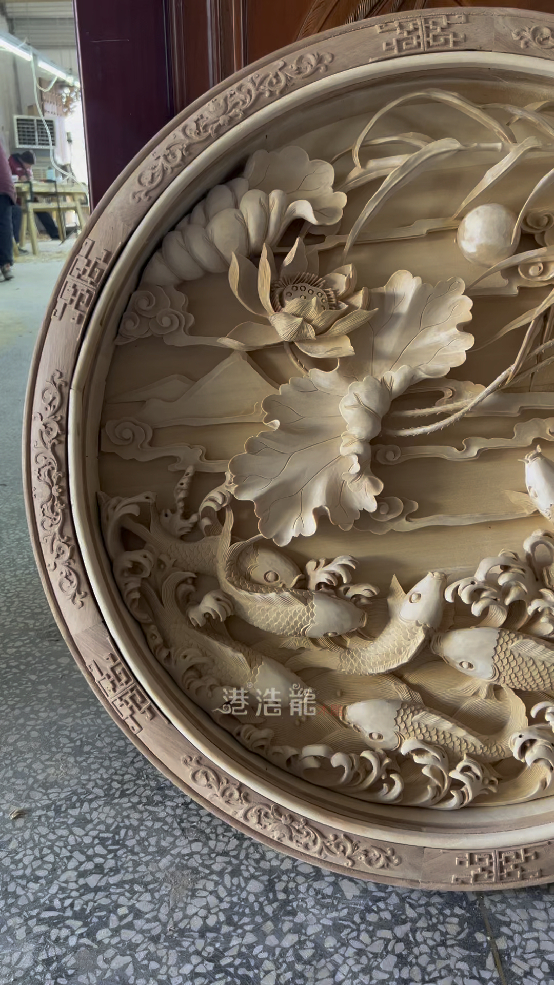 东阳木雕手工雕刻九鱼木雕玄关背景墙