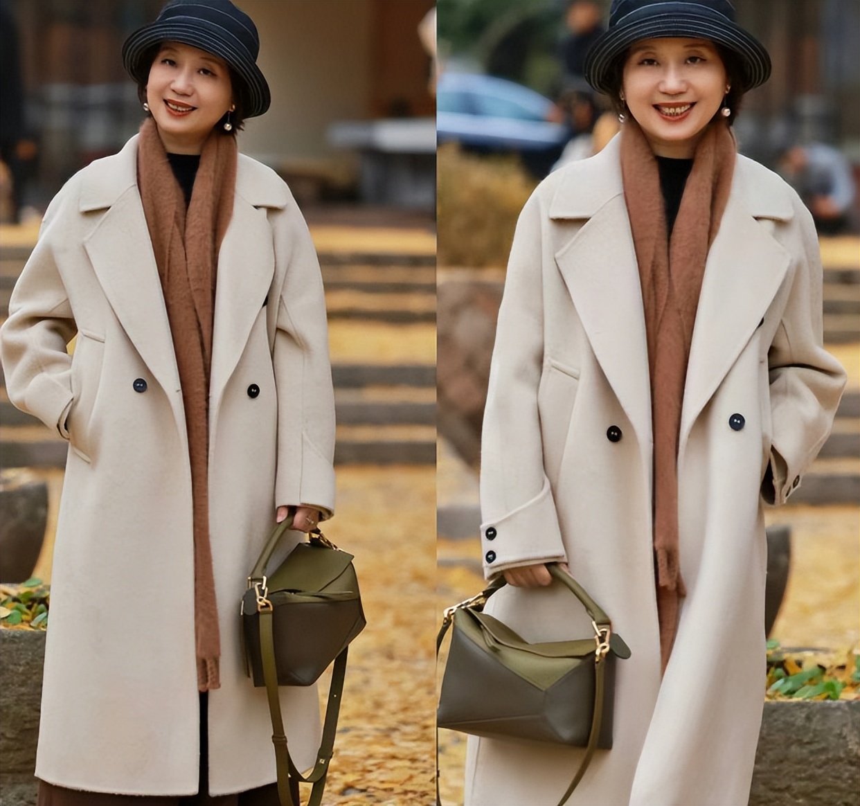 被这些70后女人美到了!注重配色,配饰,穿衣舒适度,简约大方