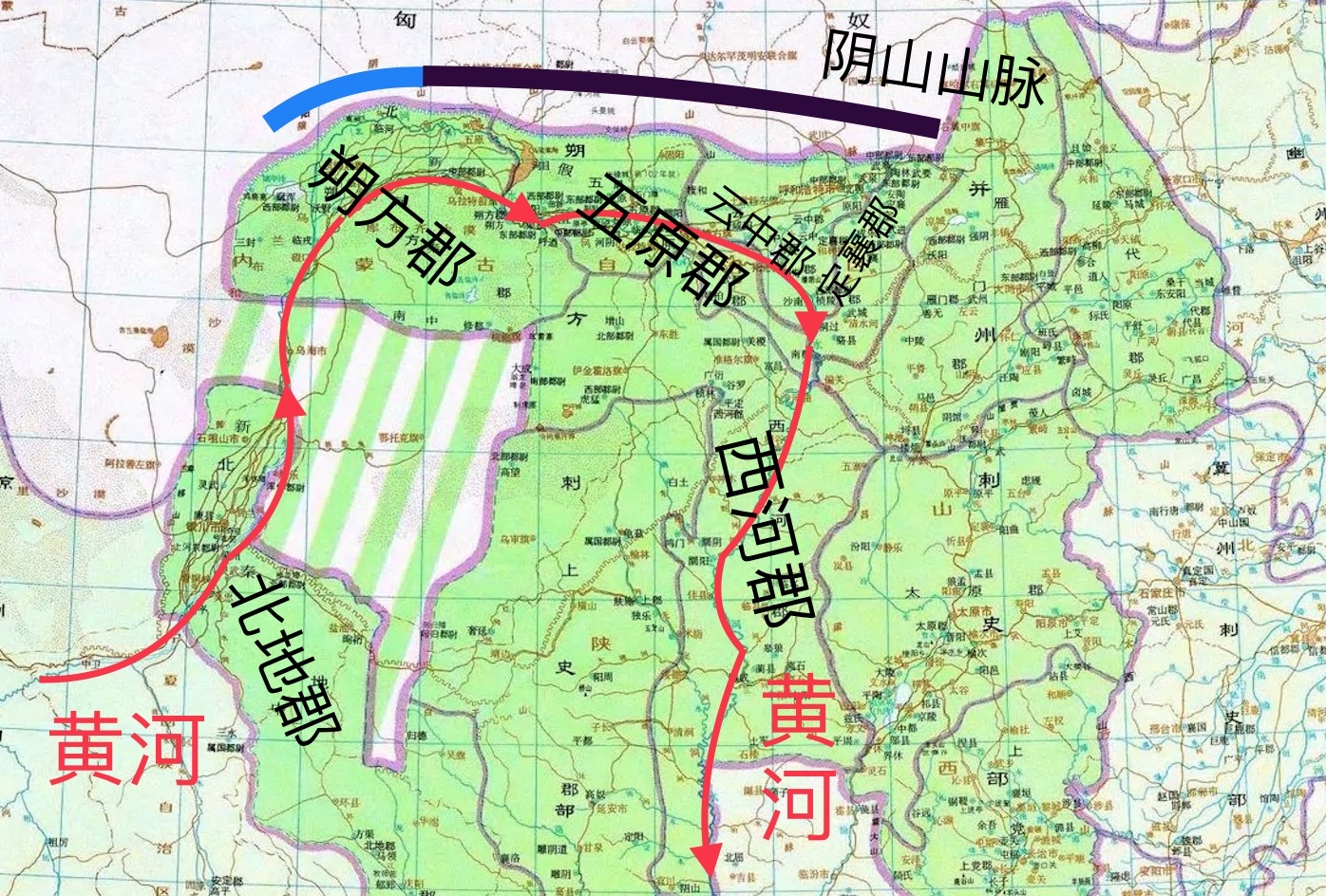 河套地区: 有"塞上江南,塞外米粮川"的赞誉; 西套,后套,前套统称河套
