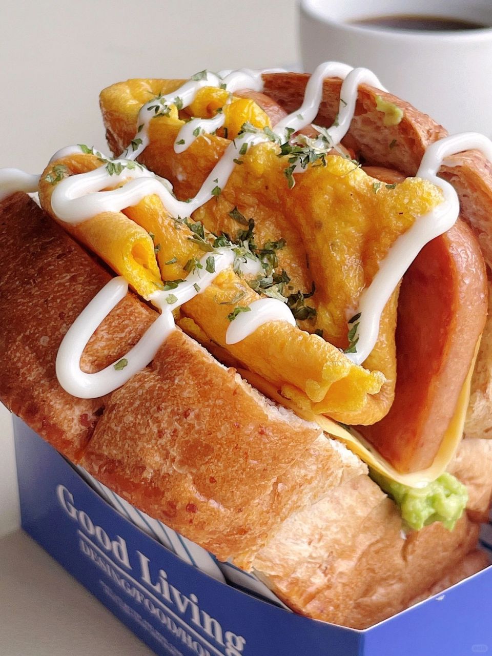 火爆韩国的芝士厚蛋烧三明治吐司 食材全麦厚吐司鸡蛋牛油果午餐肉