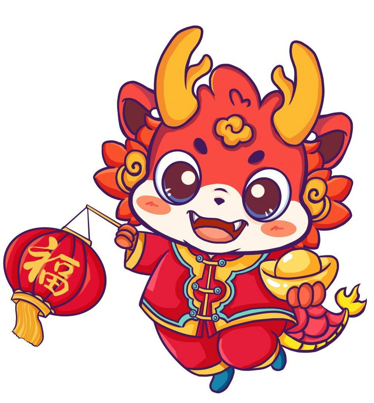 今日分享龙年龙马精神元素插画背景  回首龙年,迎接更美好的未来.