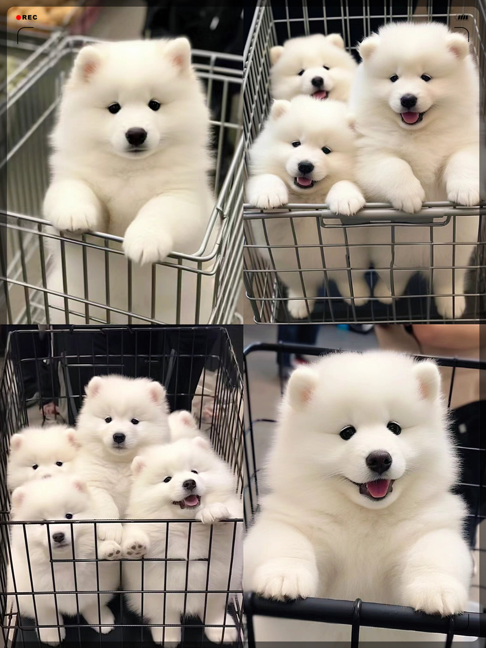 萨摩耶小狗也爱逛超市  这些可爱的弟弟妹妹都只有两个多月大,性格
