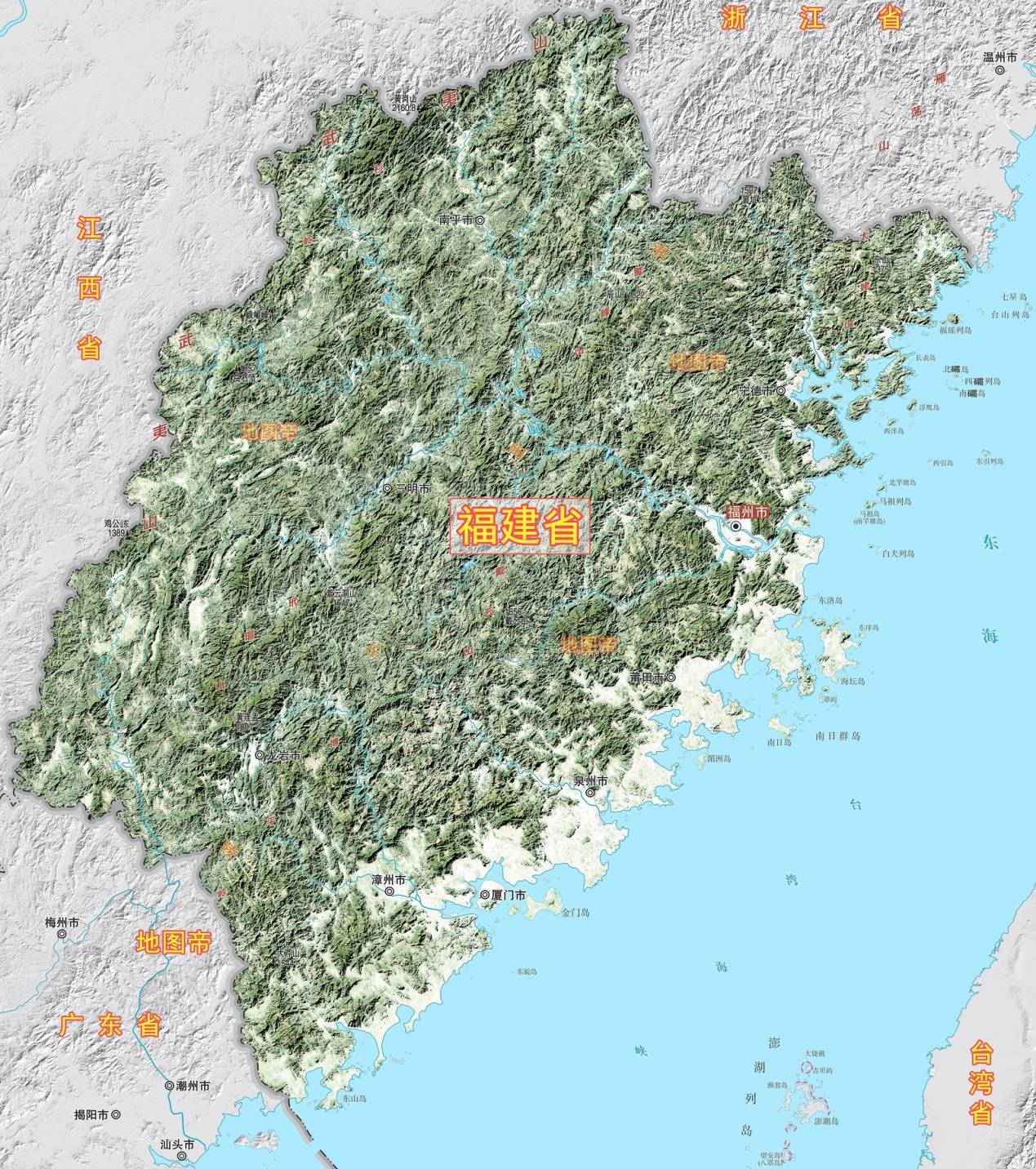 看了福建的地形,你就知道胡建人有多不容易了,"八山一水一分田",山地
