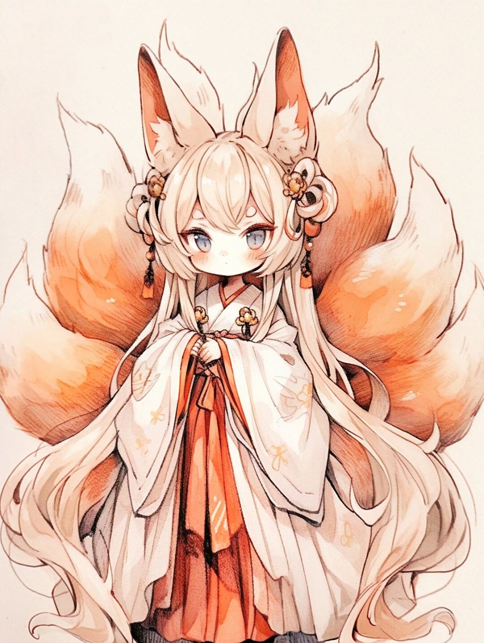 q版古风立绘之可爱的九尾狐  说到狐狸,除了白浅和凤九,还有很多其他