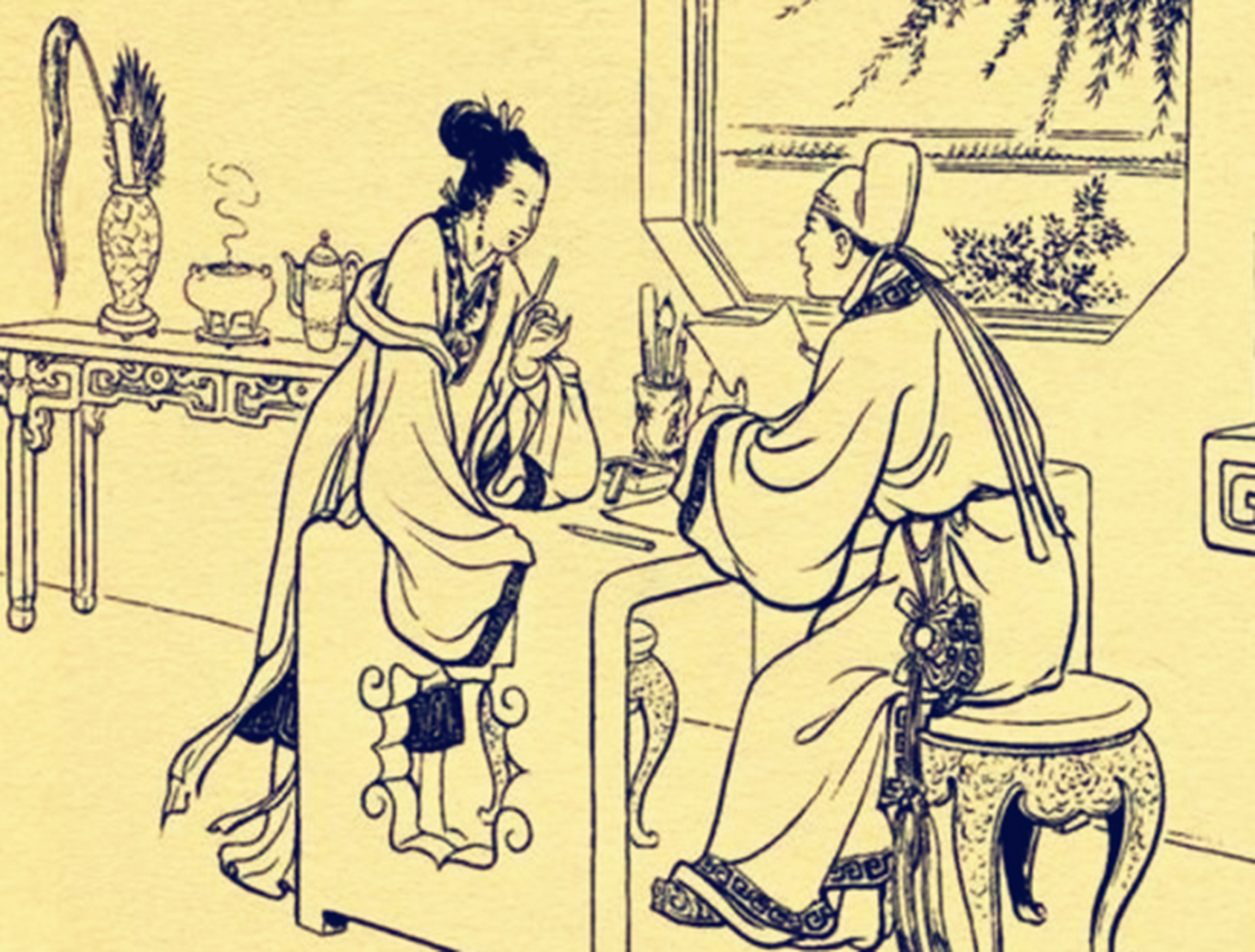 马灵书忍无可忍,一脚踢开门,呵斥道:"妻子刚刚离世,何事让你如此开心.