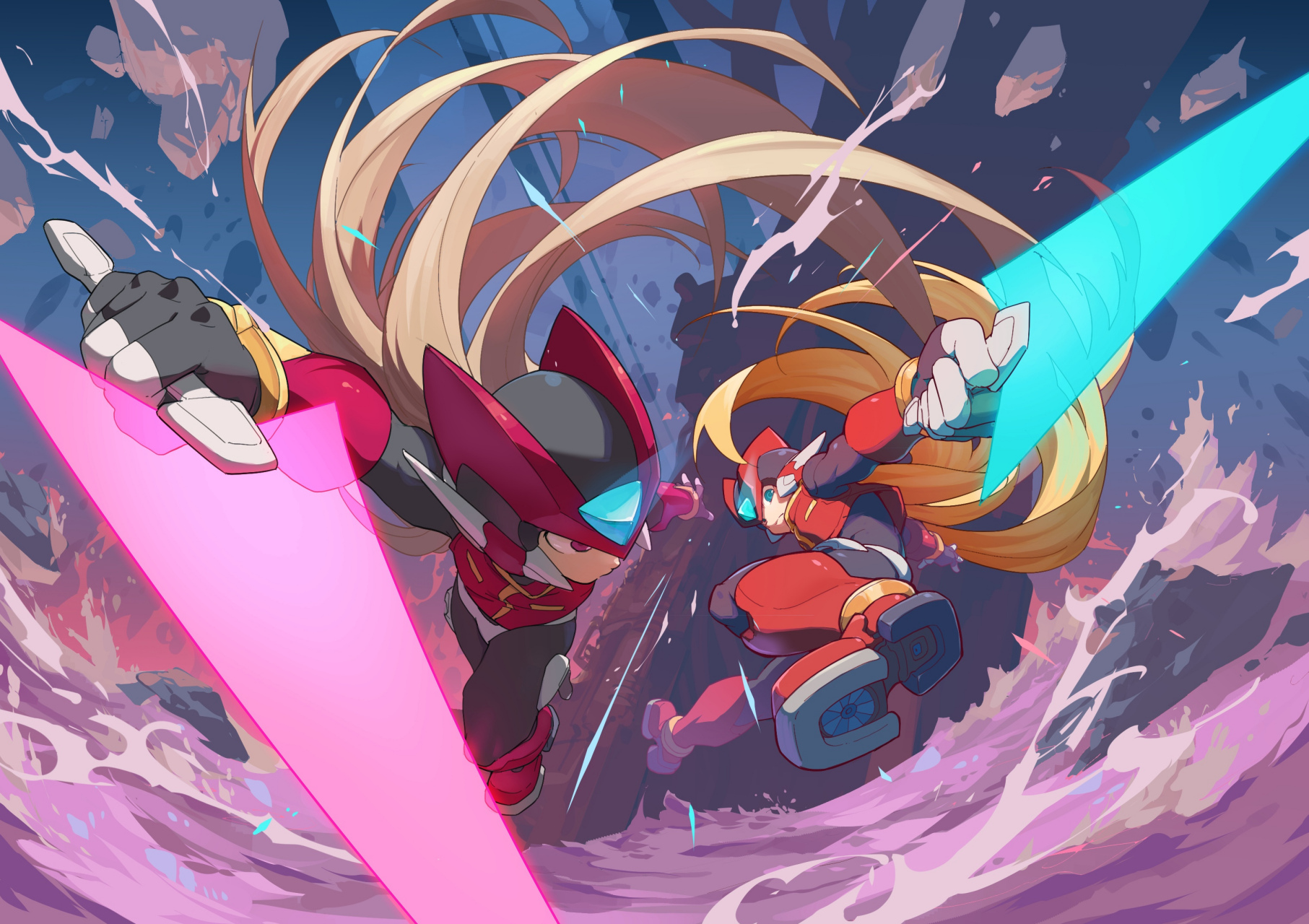 一组动漫《洛克人》同人插画欣赏,画风华丽,人物刻画动感十足,by 冰箱