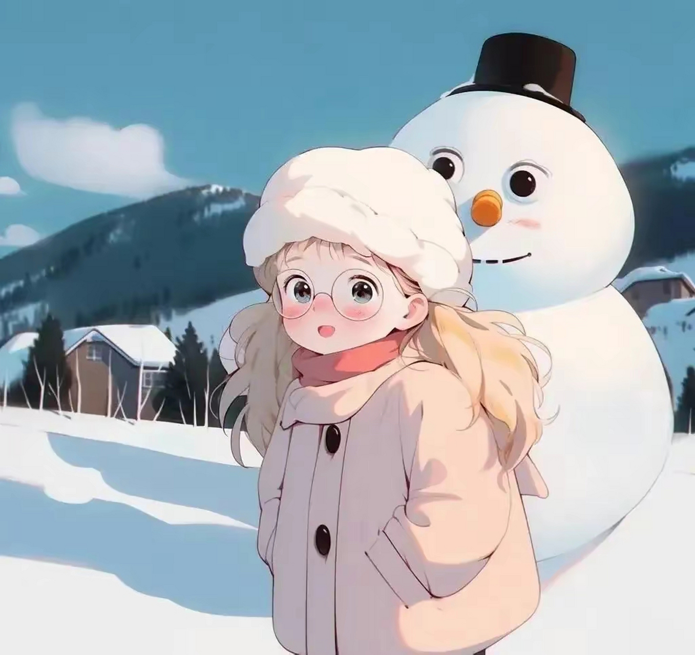 雪天可爱女生头像. 喜欢的话可以点赞关注一下.