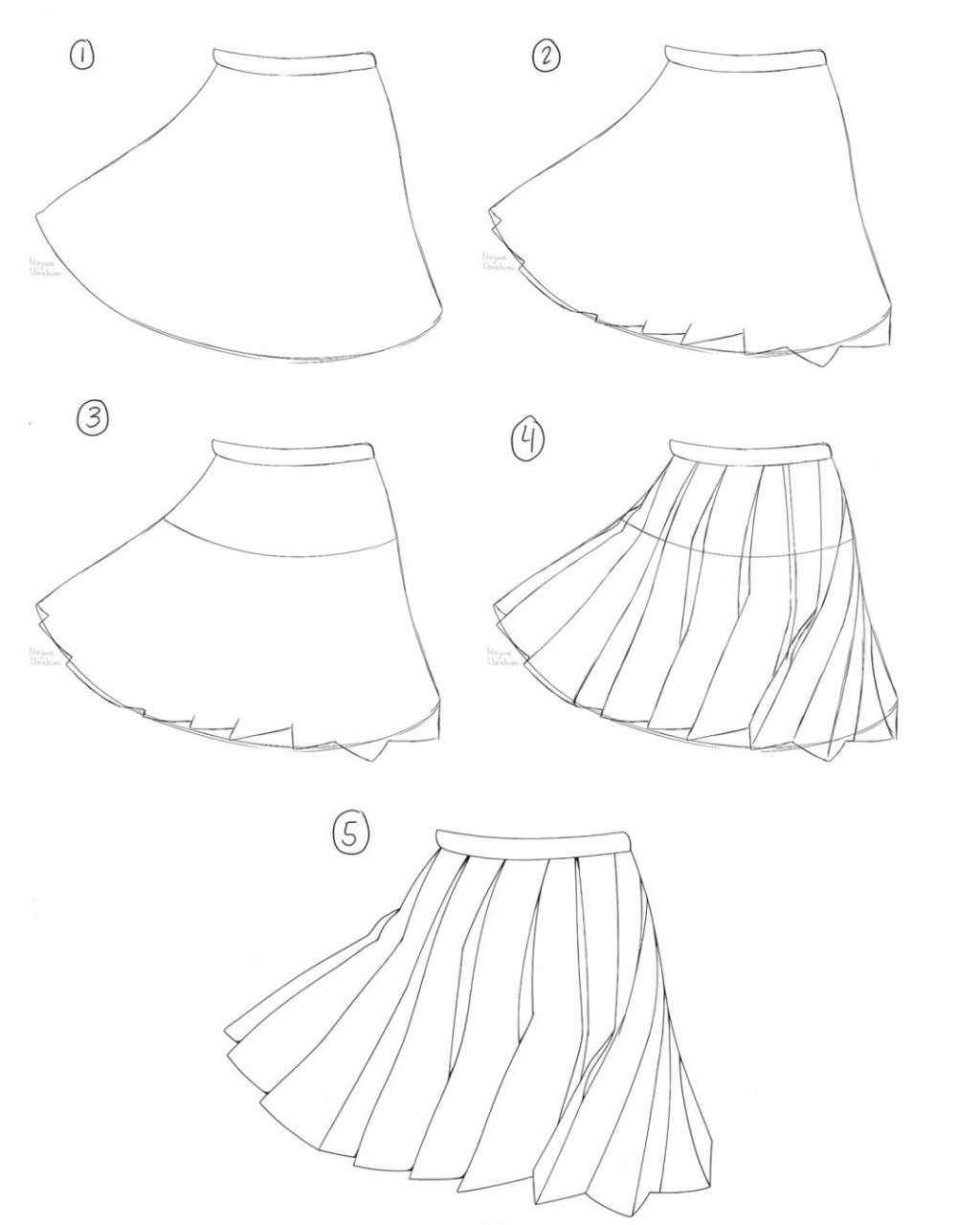 百褶裙绘画步骤参考!