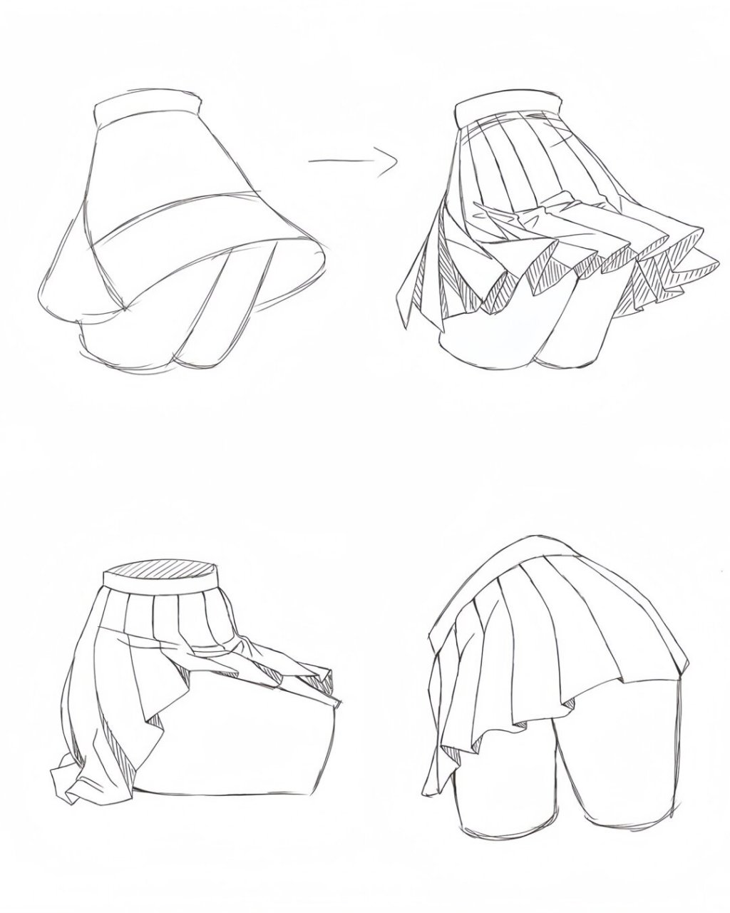 百褶裙绘画步骤参考!