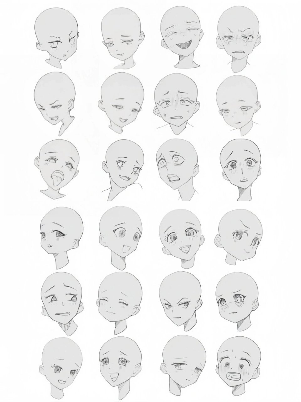 各种不同角度头部绘画参考素材  正面头部绘画参考:  正面头部轮廓