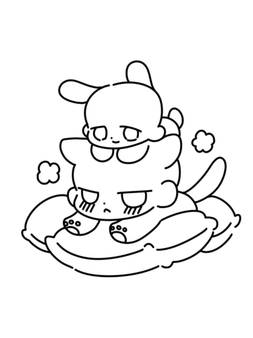 绘画素材‖兔兔的暖暖被窝～q版双人模板  有没有人喜欢卡哇伊的啊,真