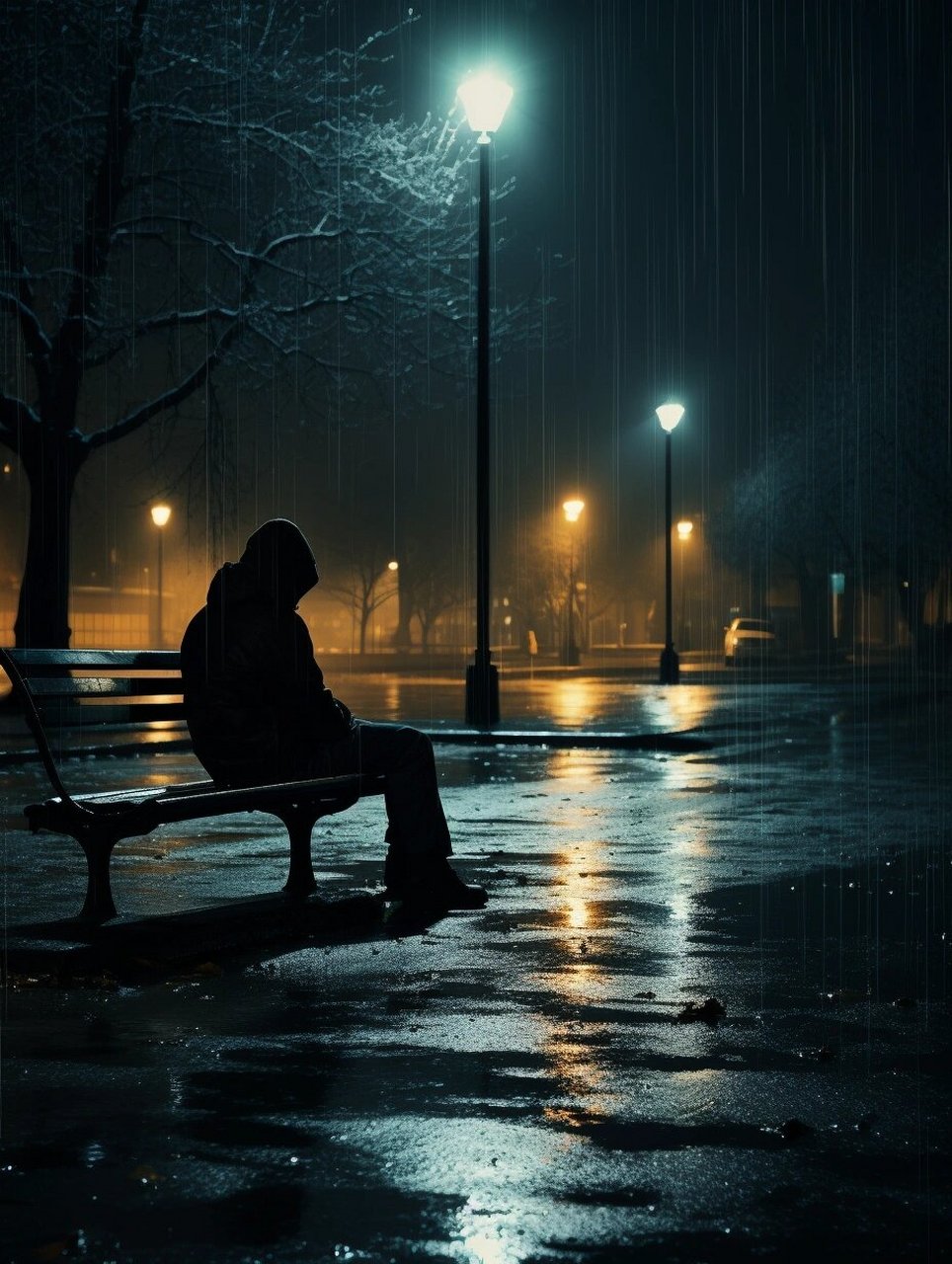 伤感 情绪 夜景  在无人街听着歌想念着一个人