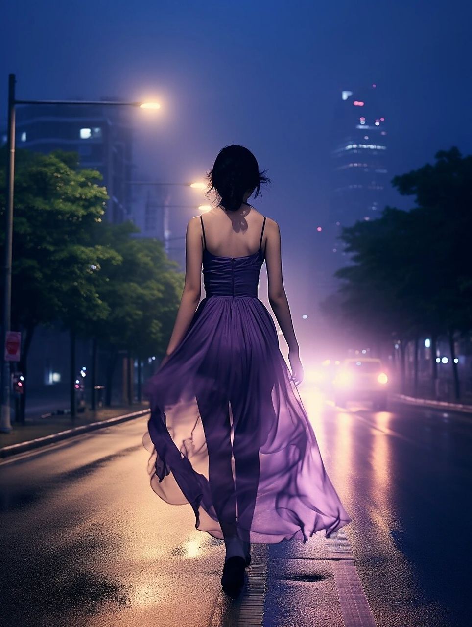 夜景唯美人物练习素材  你是否曾经在某个瞬间,被一个人的背影深深