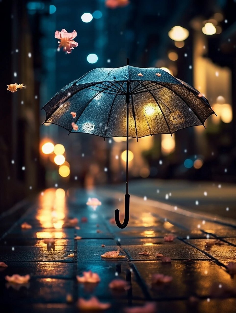 雨中花朵  伤感又唯美的素材图.