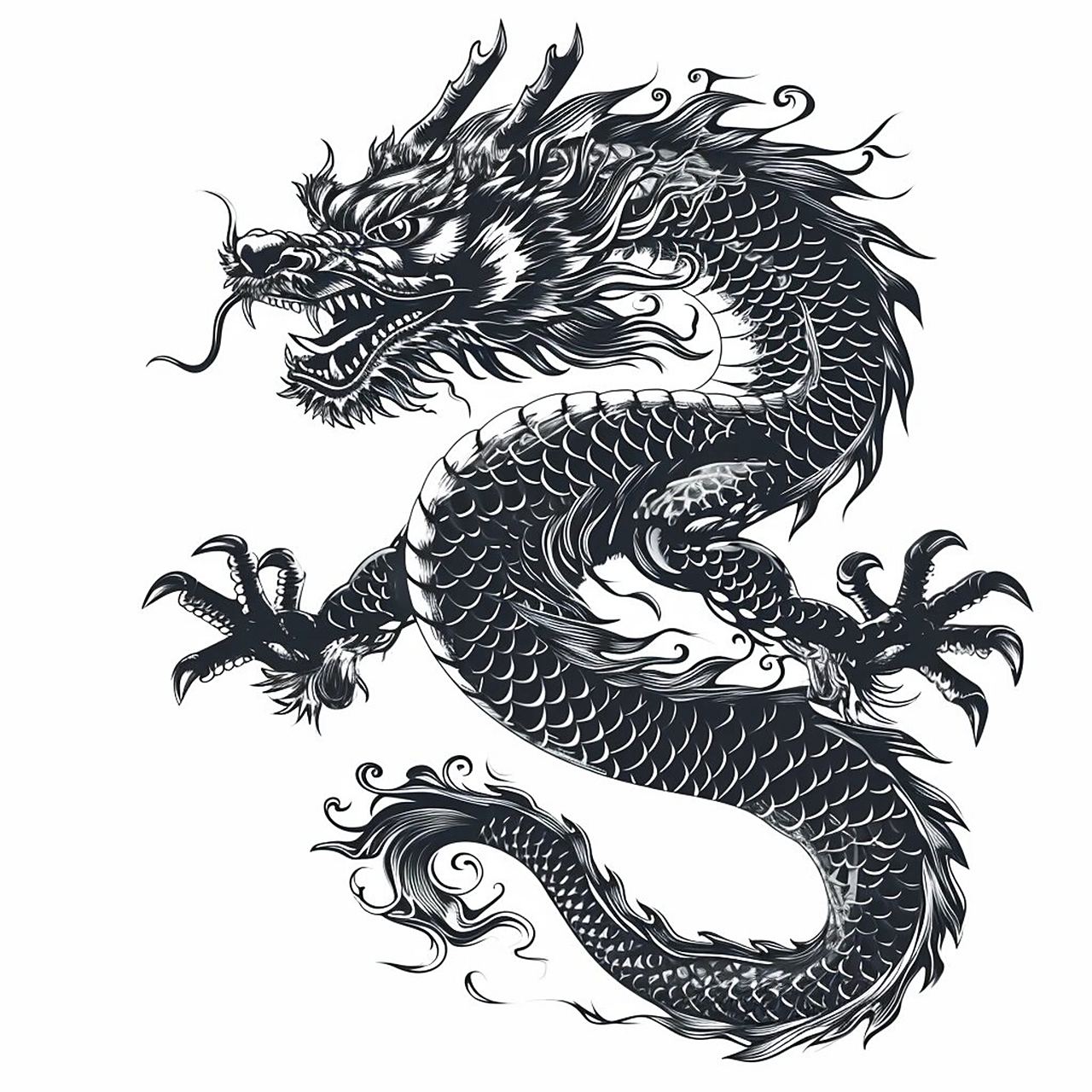 黑白线描新篇章  哇塞,你看到这个了吗?这是中国的传统文化,一条龙 9