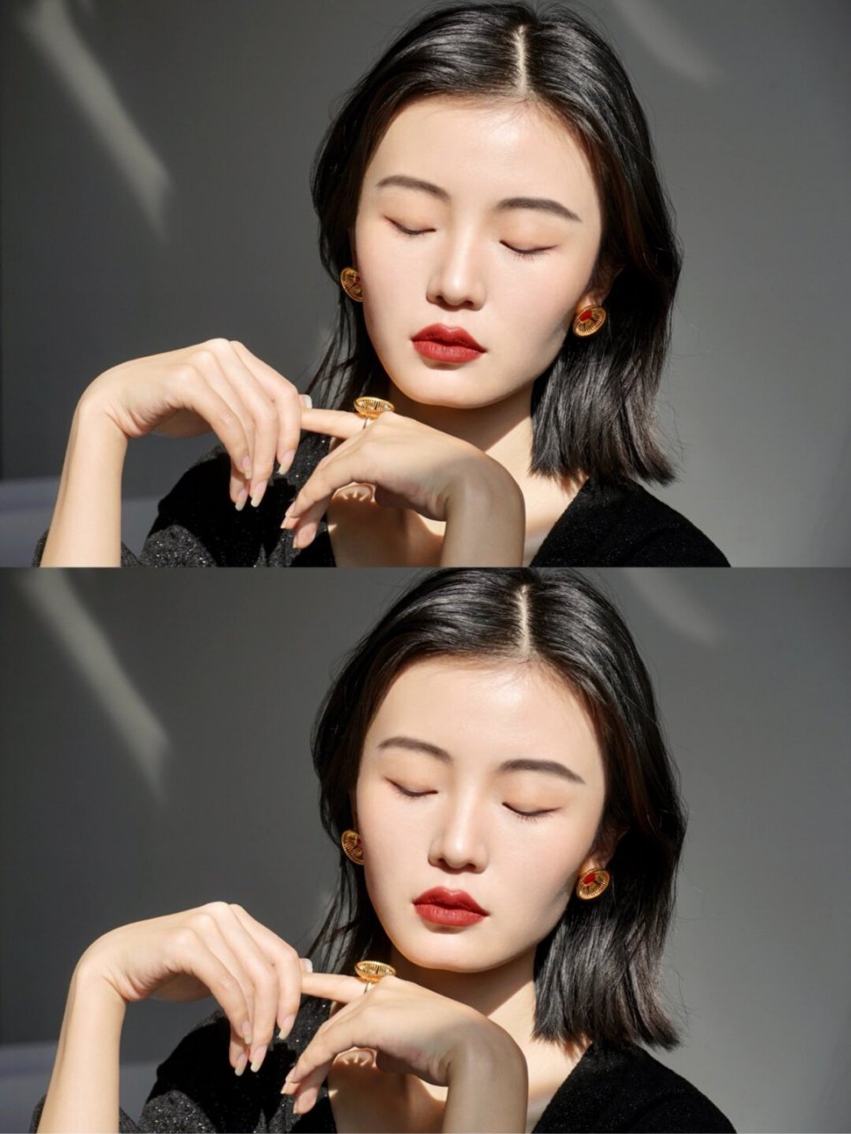 方脸清冷气质妆容分享  干净的底妆是这款妆容的关键,选择轻薄,透气的