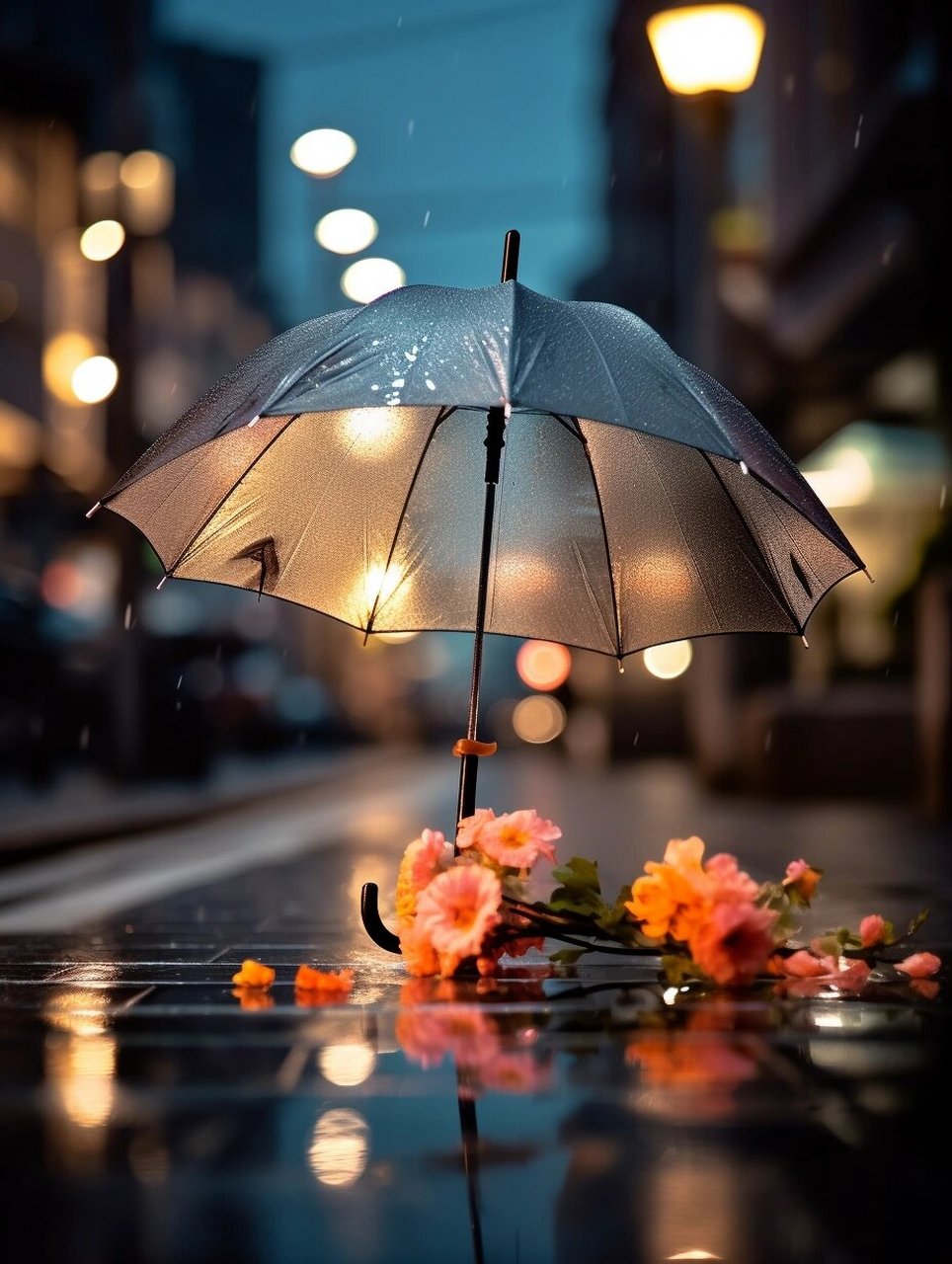 雨中花朵  伤感又唯美的素材图.