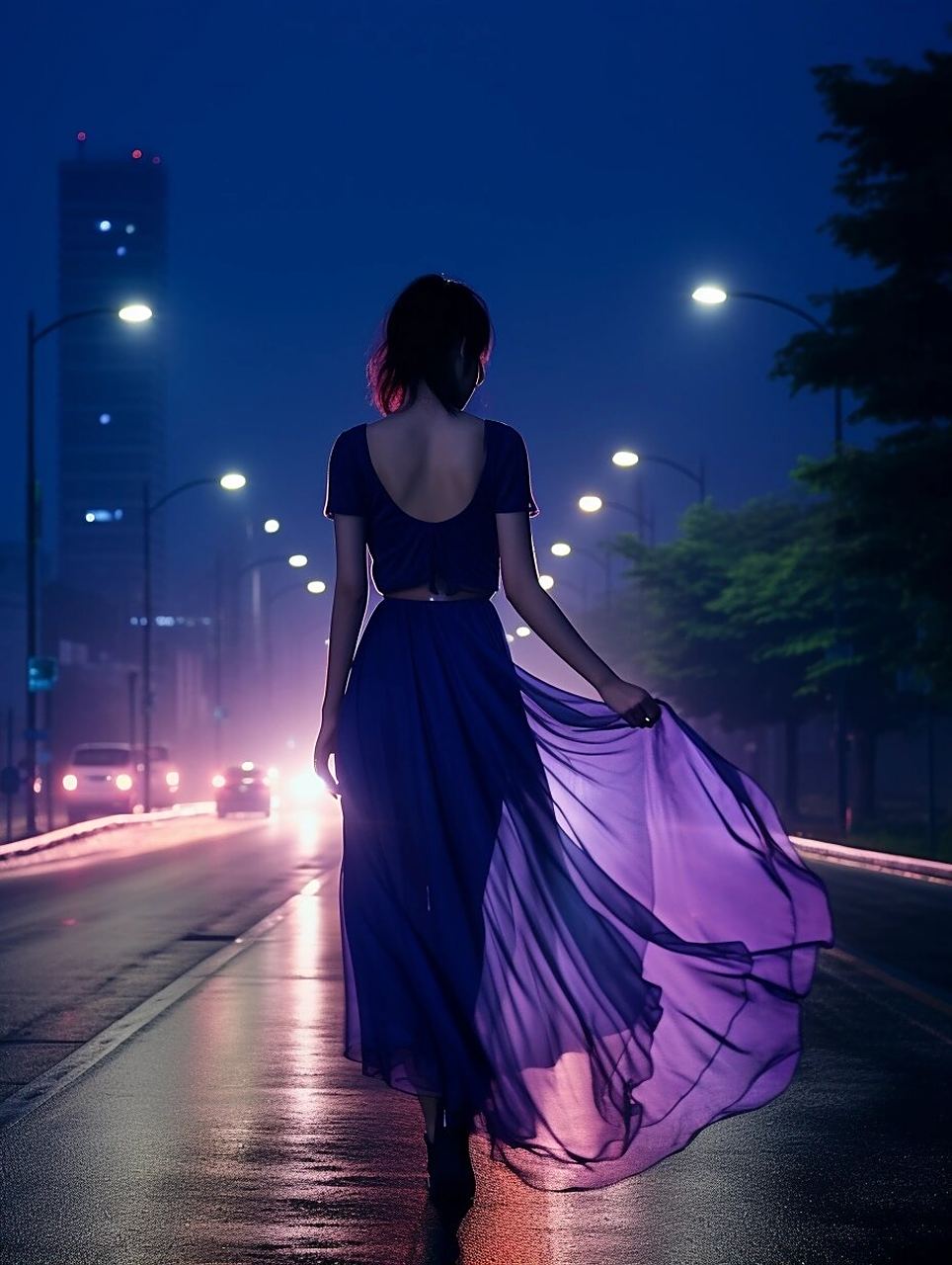 夜景唯美人物练习素材  你是否曾经在某个瞬间,被一个人的背影深深