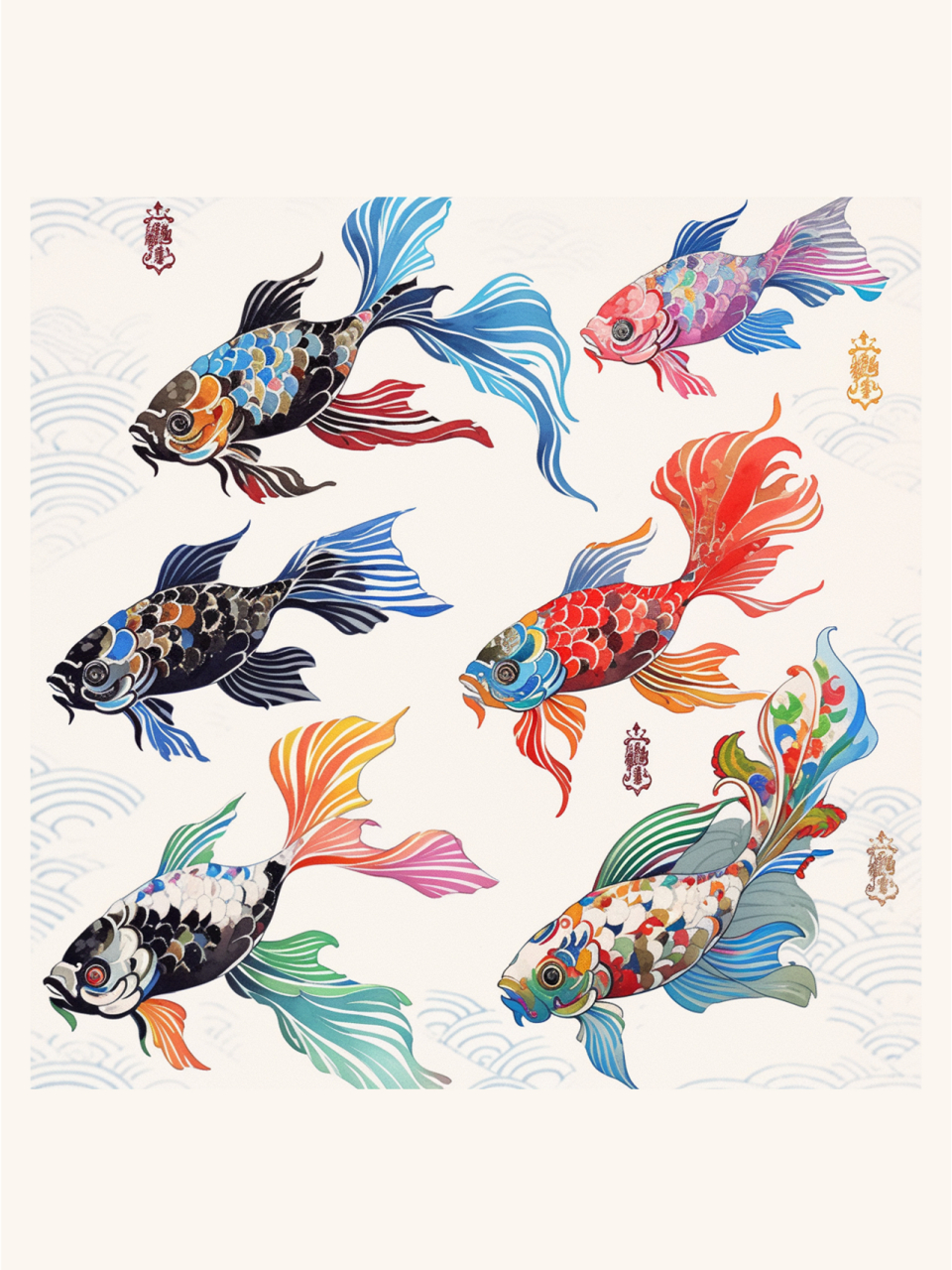 探索中国传统图案|传统颜色的鱼纹  在中国传统图案中,鱼纹是一种富有