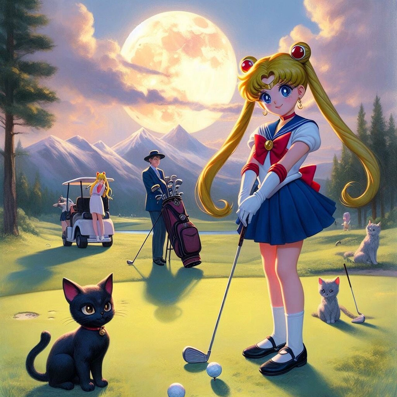 月光高尔夫:美少女战士  月野兔以她独特的优雅和精准度闻名,每次挥杆