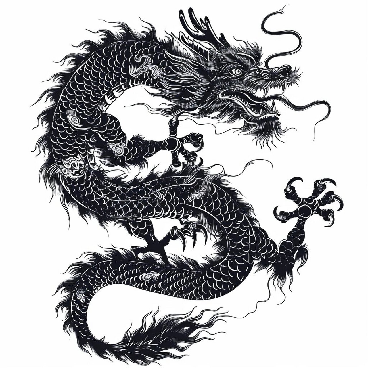 黑白线描新篇章  哇塞,你看到这个了吗?这是中国的传统文化,一条龙 9
