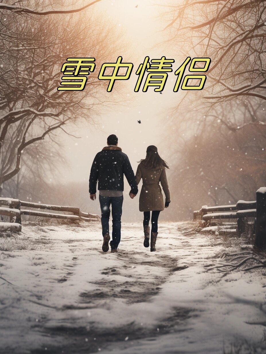 他们手牵手,踩着软绵绵的雪地,留下一串串深深的足迹.