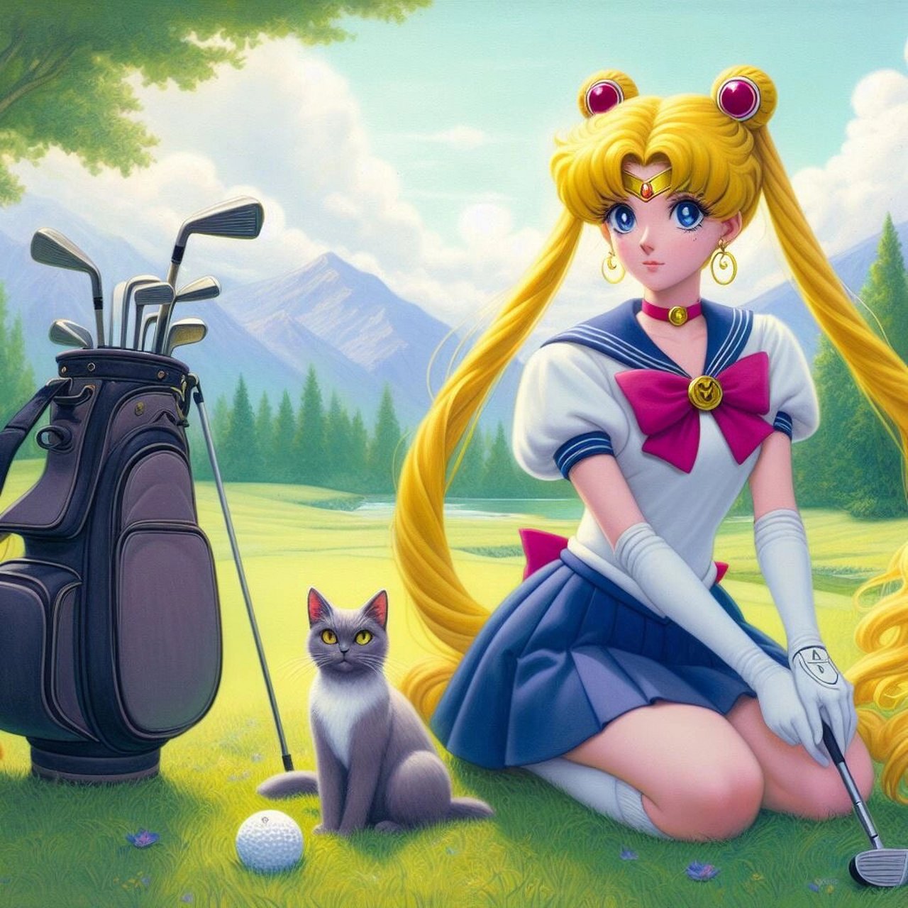 月光高尔夫:美少女战士  月野兔以她独特的优雅和精准度闻名,每次挥杆
