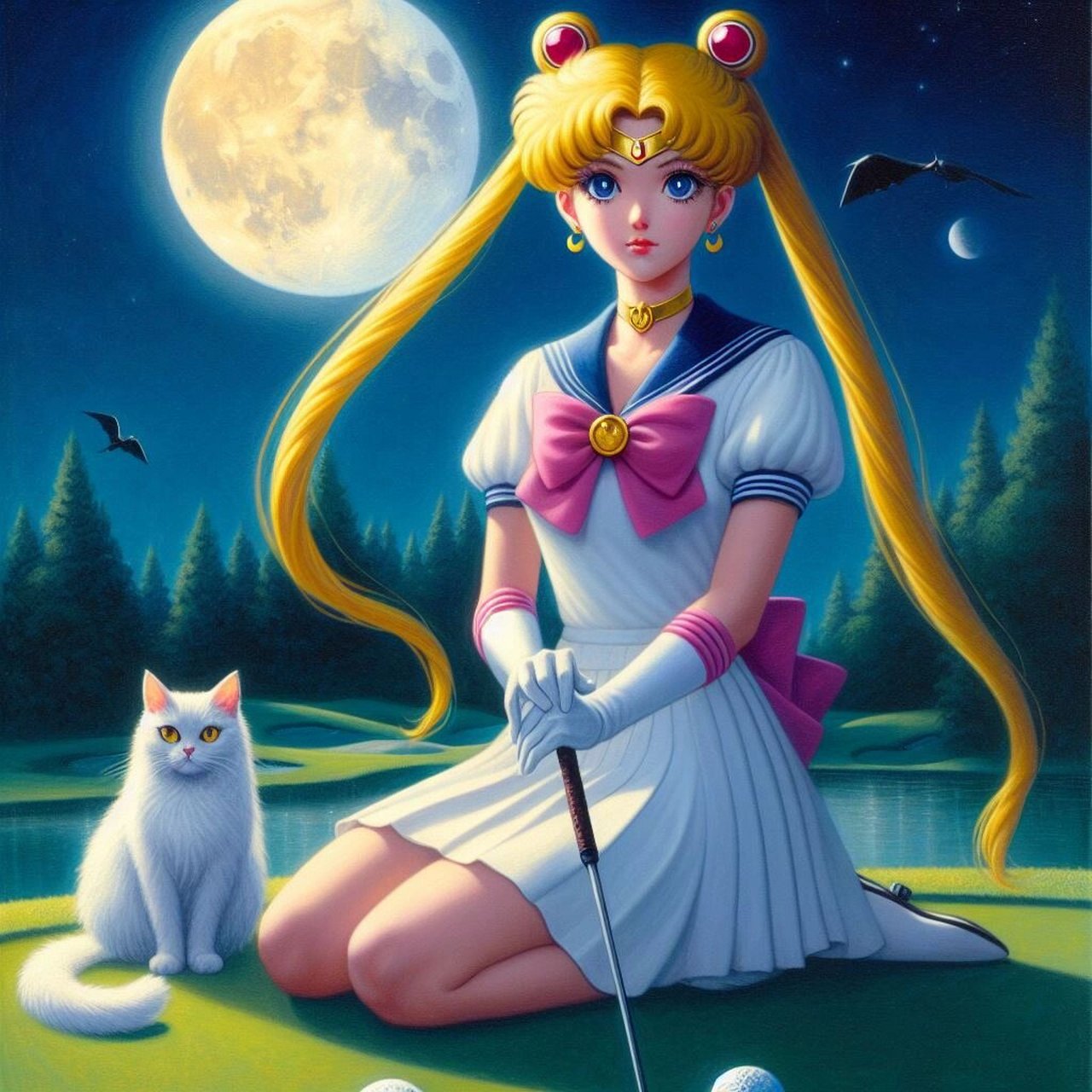 月光高尔夫:美少女战士  月野兔以她独特的优雅和精准度闻名,每次挥杆