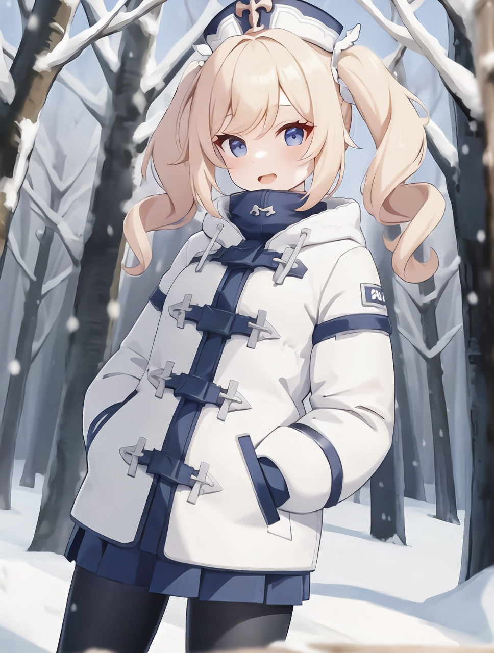 拥有神之眼的芭芭拉,也会怕冷哟,都穿上这么厚的羽绒服了[滑稽]#原神