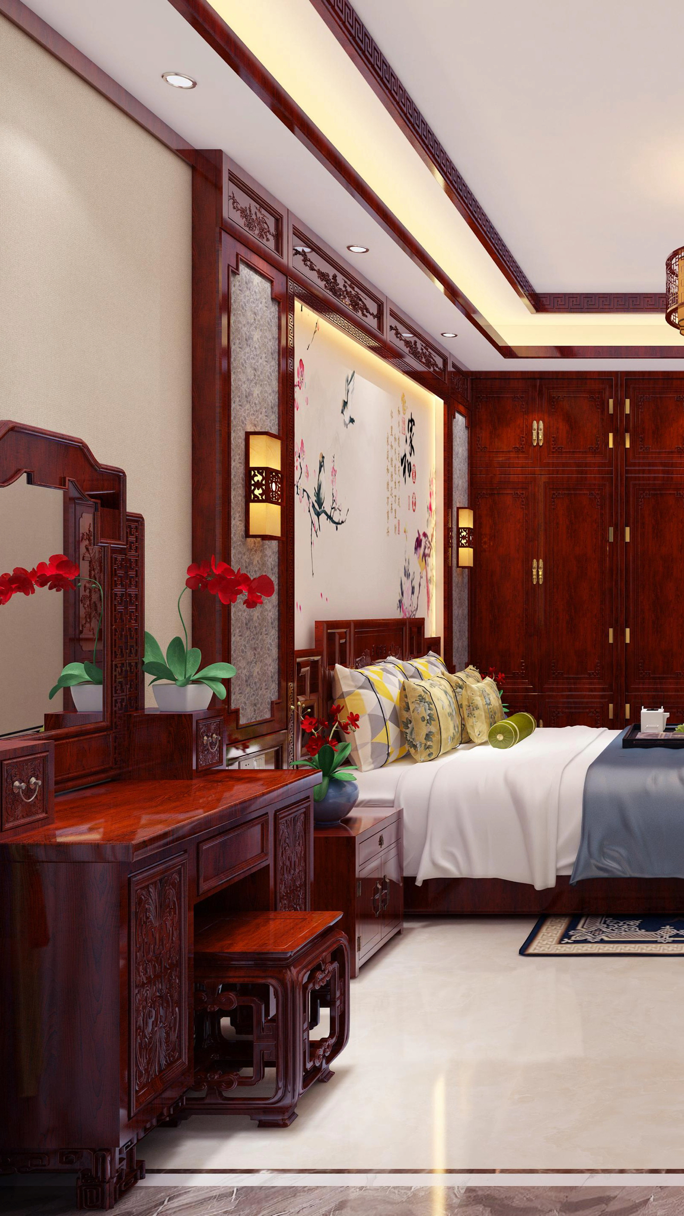 简约古典中式卧室装修,凸显了一种稳重内敛的美,这谁看了能不爱呢?