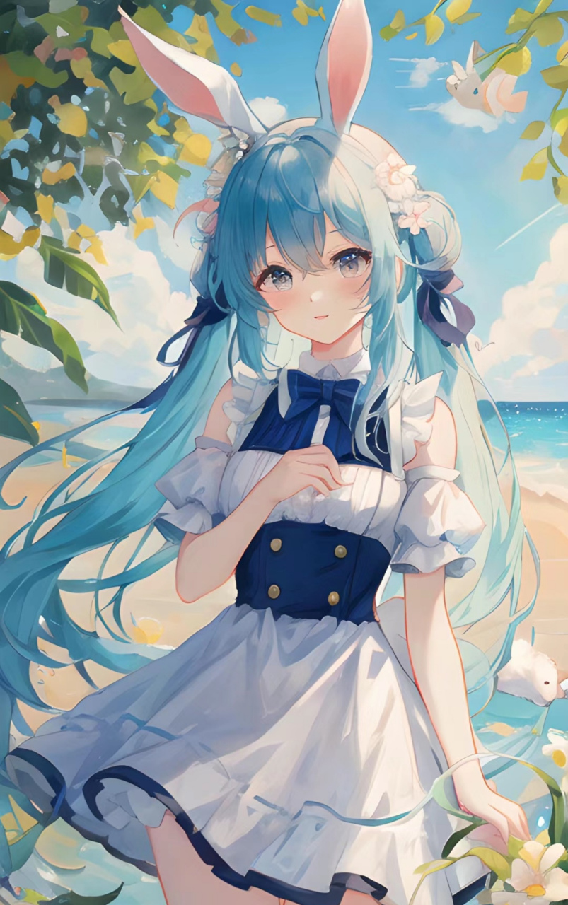 蓝发nv仆装|双马尾女孩