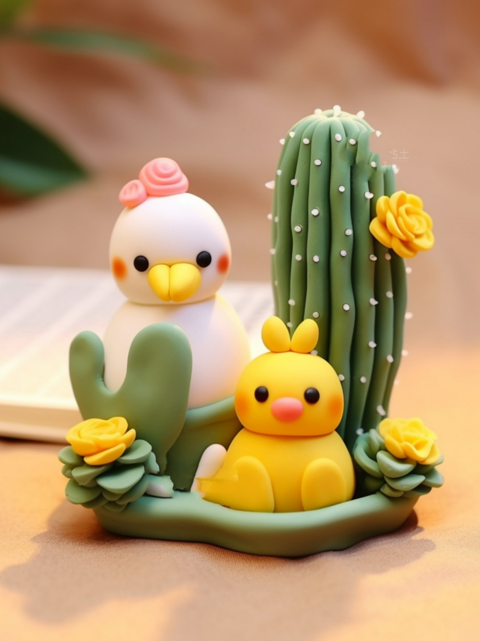 做手工这一年 超轻粘土-仙人掌小黄鸭超萌呀  回顾这一年,我发现自己