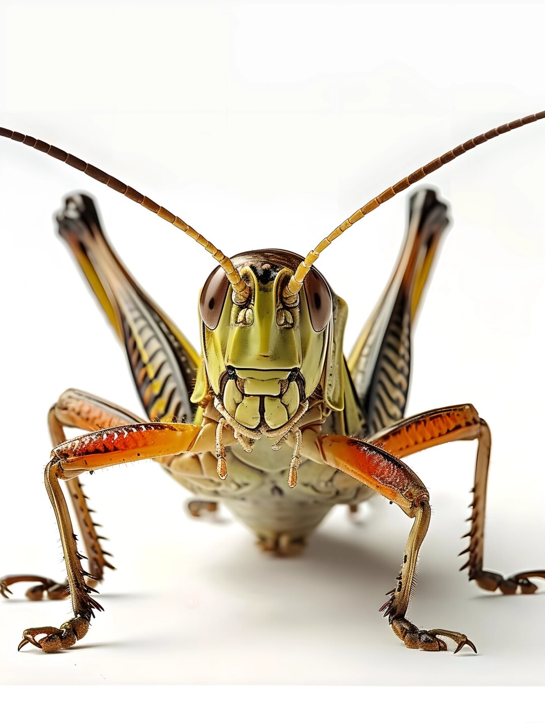 蚂蚱的身体通常呈绿色或棕色,具有强壮的后腿和两只大翅膀.