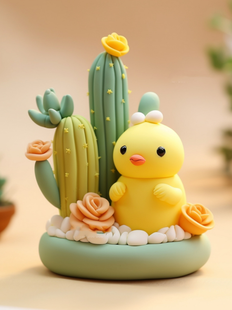 做手工这一年 超轻粘土-仙人掌小黄鸭超萌呀  回顾这一年,我发现自己