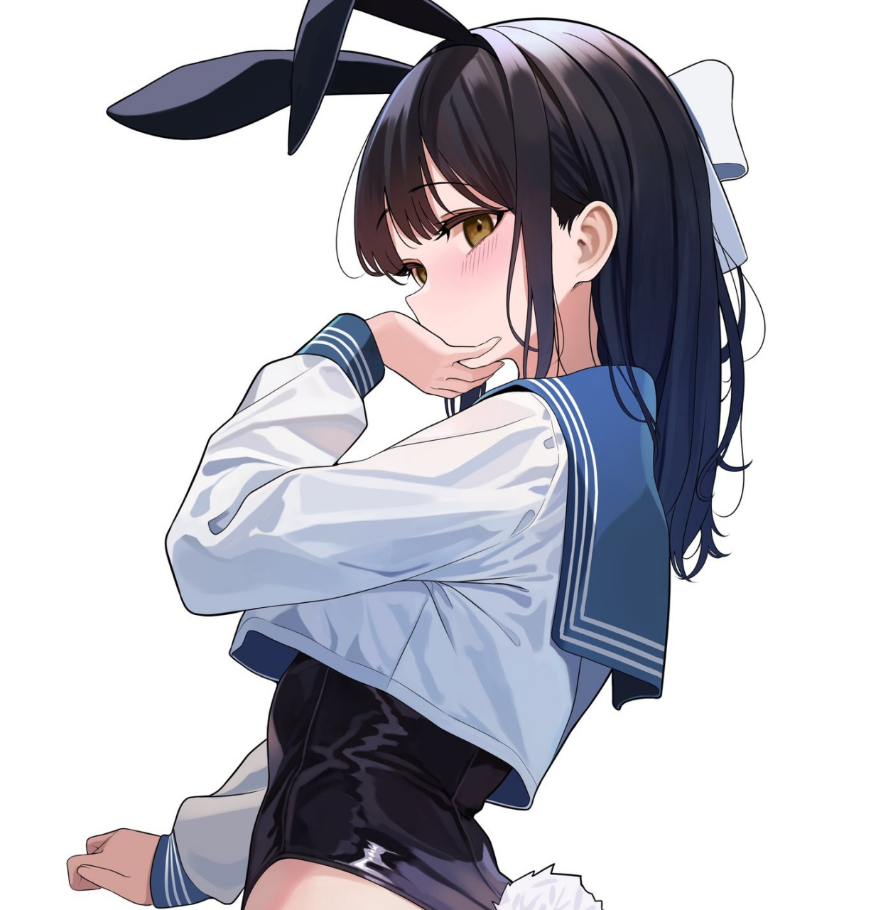 二次元 水手服兔耳少女,这谁顶得住啊