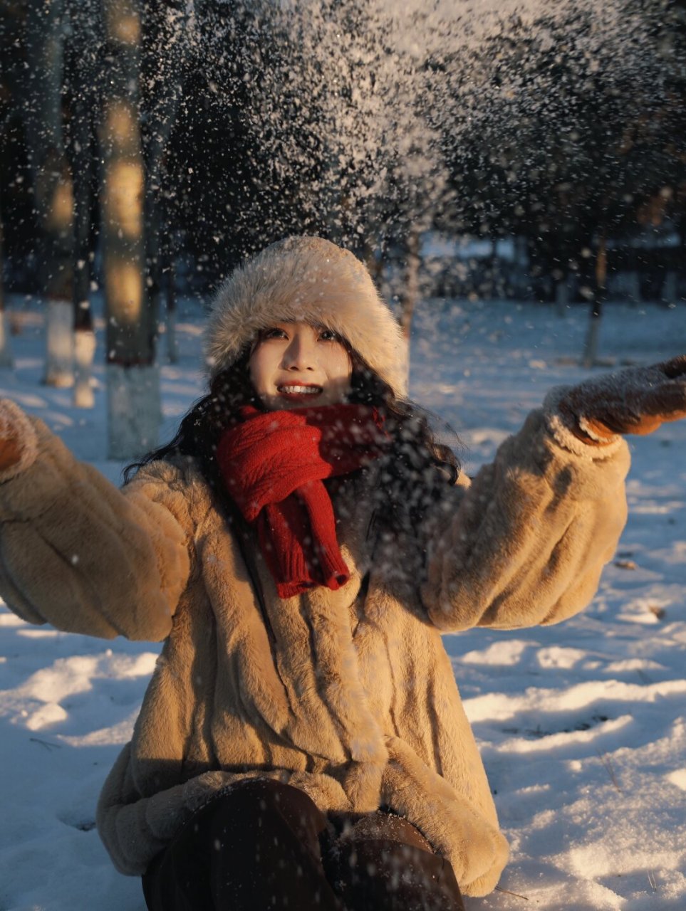 雪景人物唯美照片欣赏图片