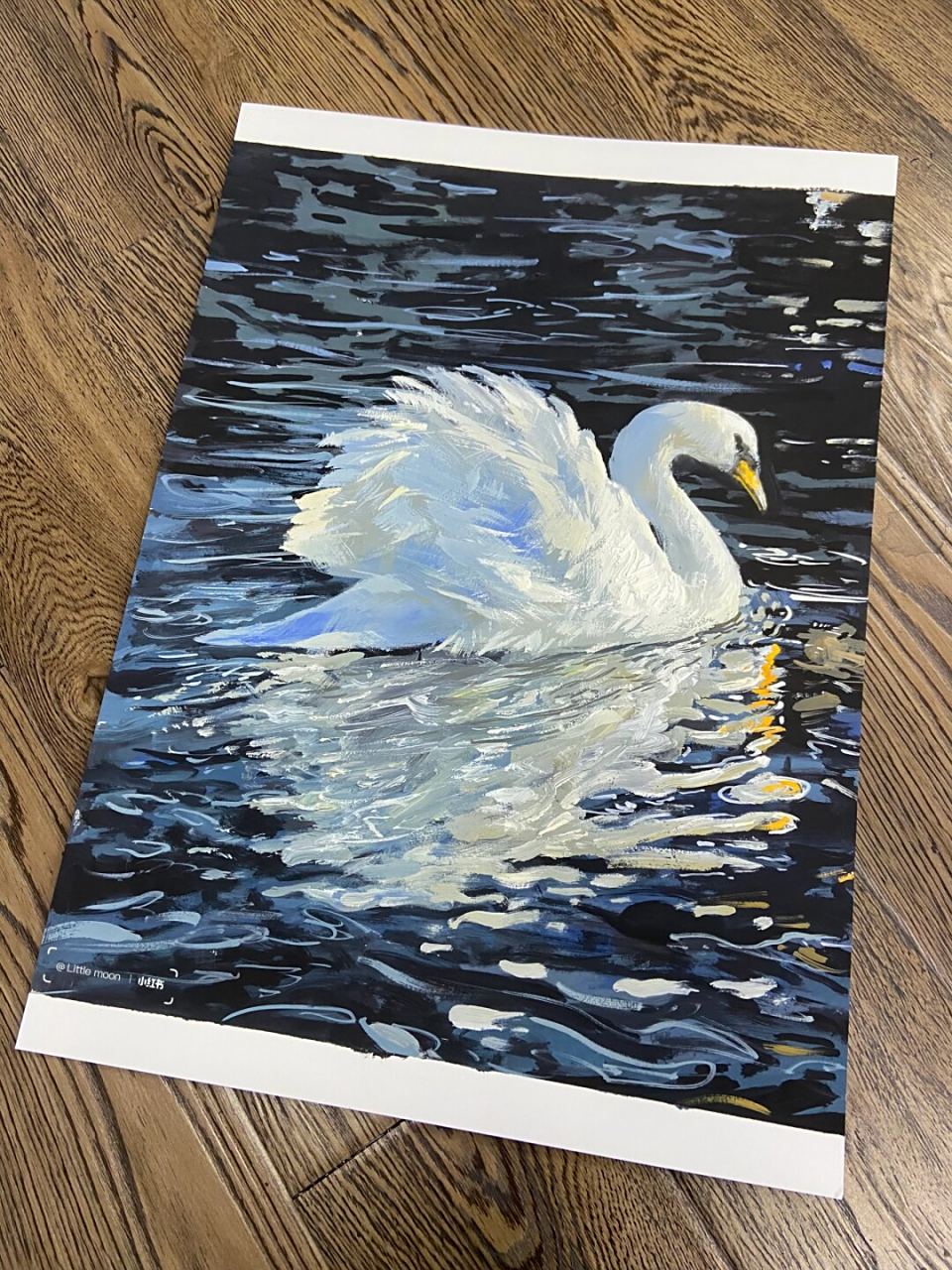 天鹅水粉画带步骤  在开始绘画天鹅水粉画之前,我们需要准备一些工具