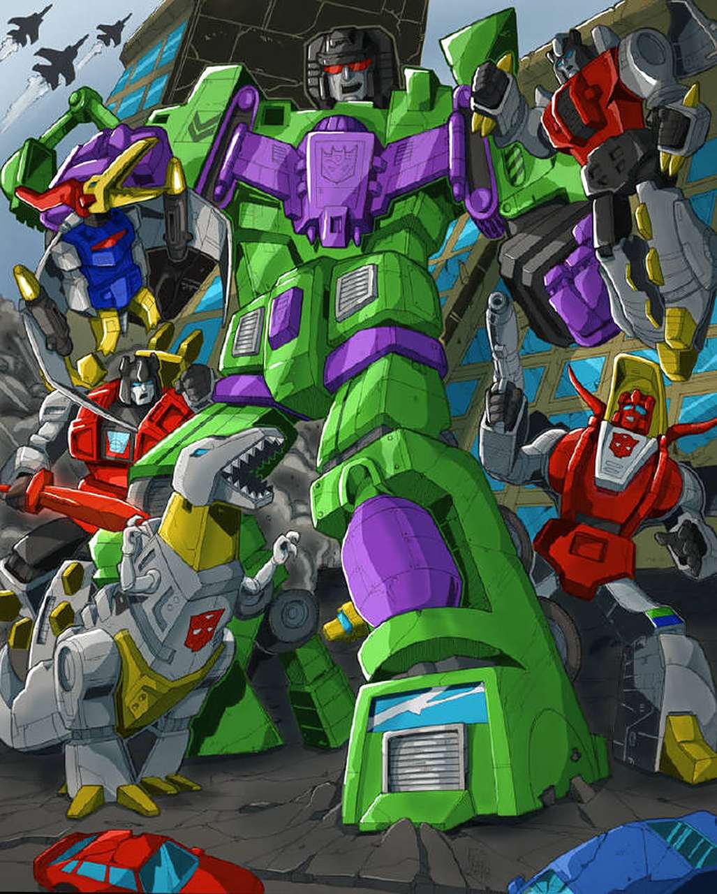 展现了变形金刚g1动画中第一个登场的组合金刚