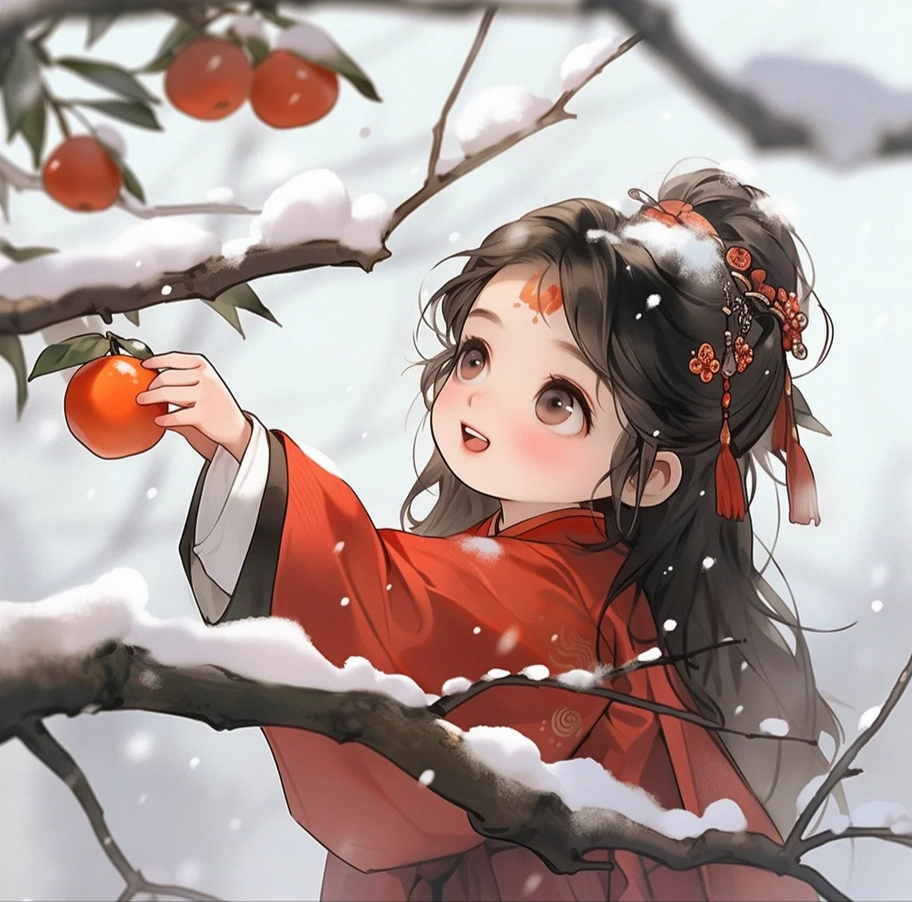 冬季卡通形象,柿柿如意系列头像分享!