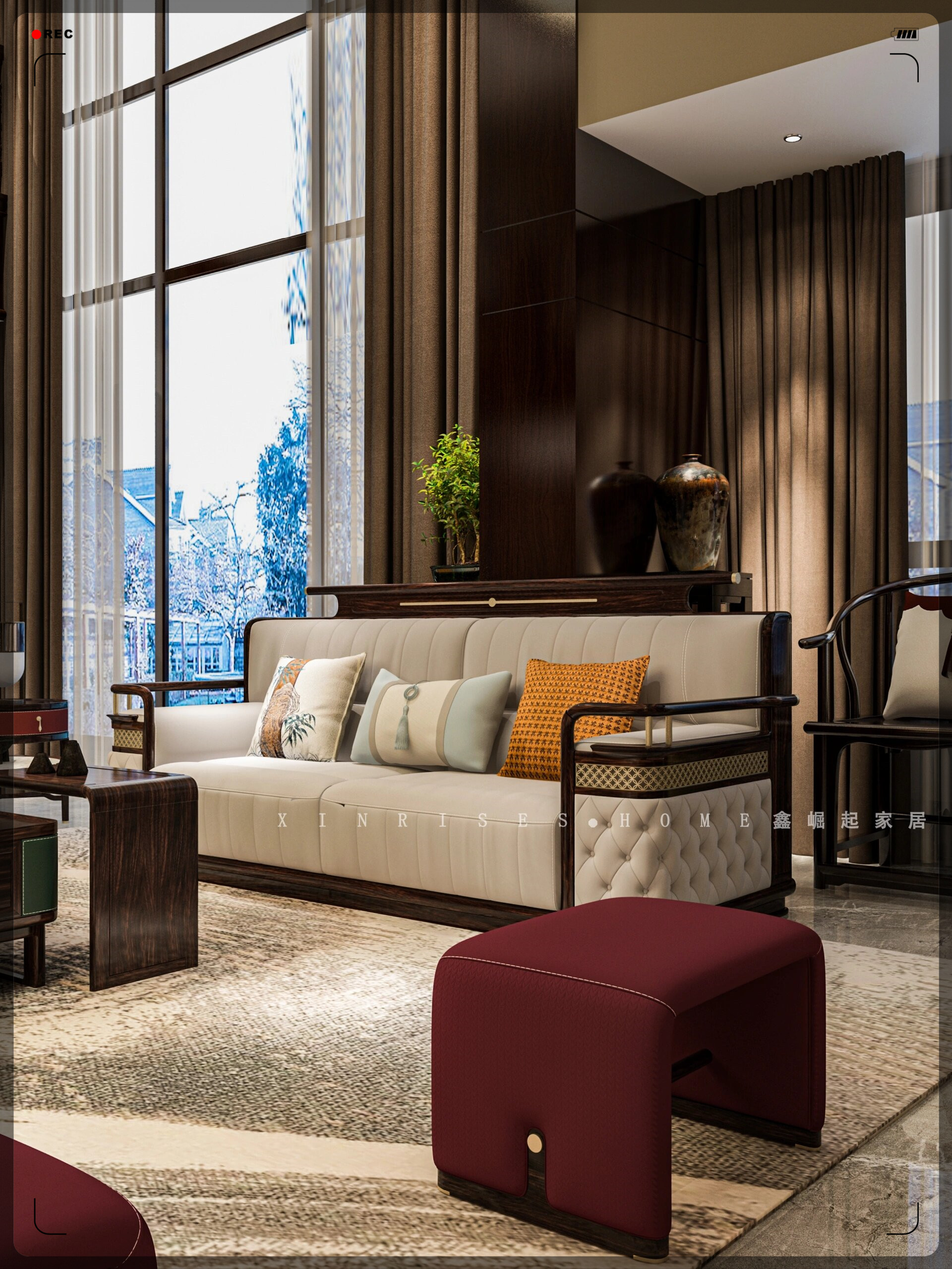 新中式轻奢客厅家具搭配,乌金木沙发  中式家具的美,历久弥新.