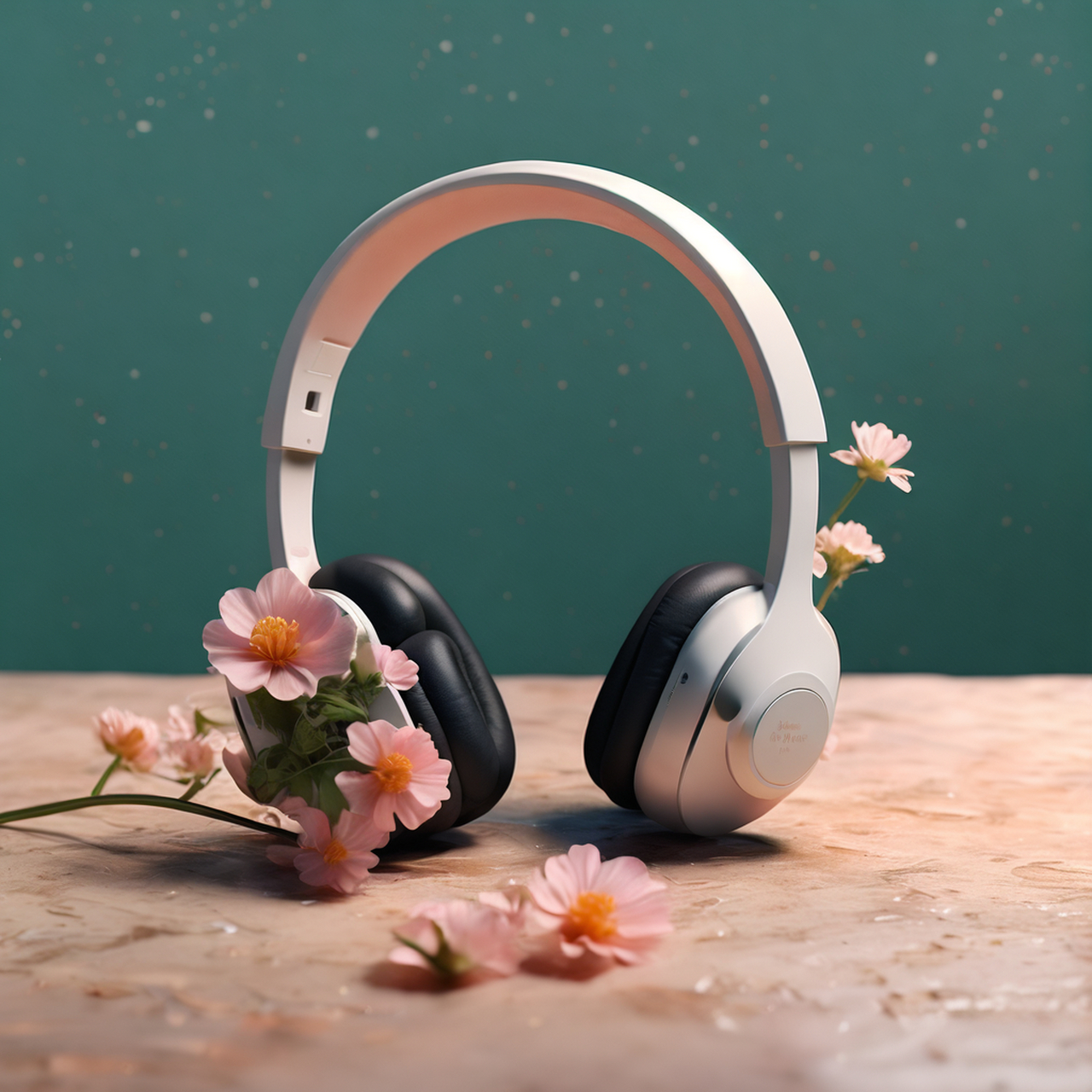 小清新风头像图片——耳机与花儿 戴上耳机,聆听自己的心声 #最靓头像