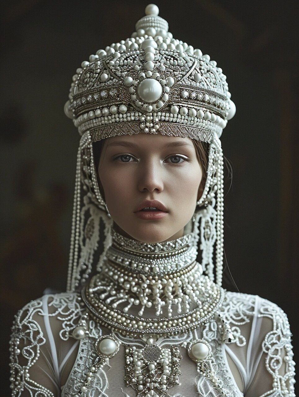 斯拉夫风格服饰头饰  这一颗颗的大珍珠真是让人心动!